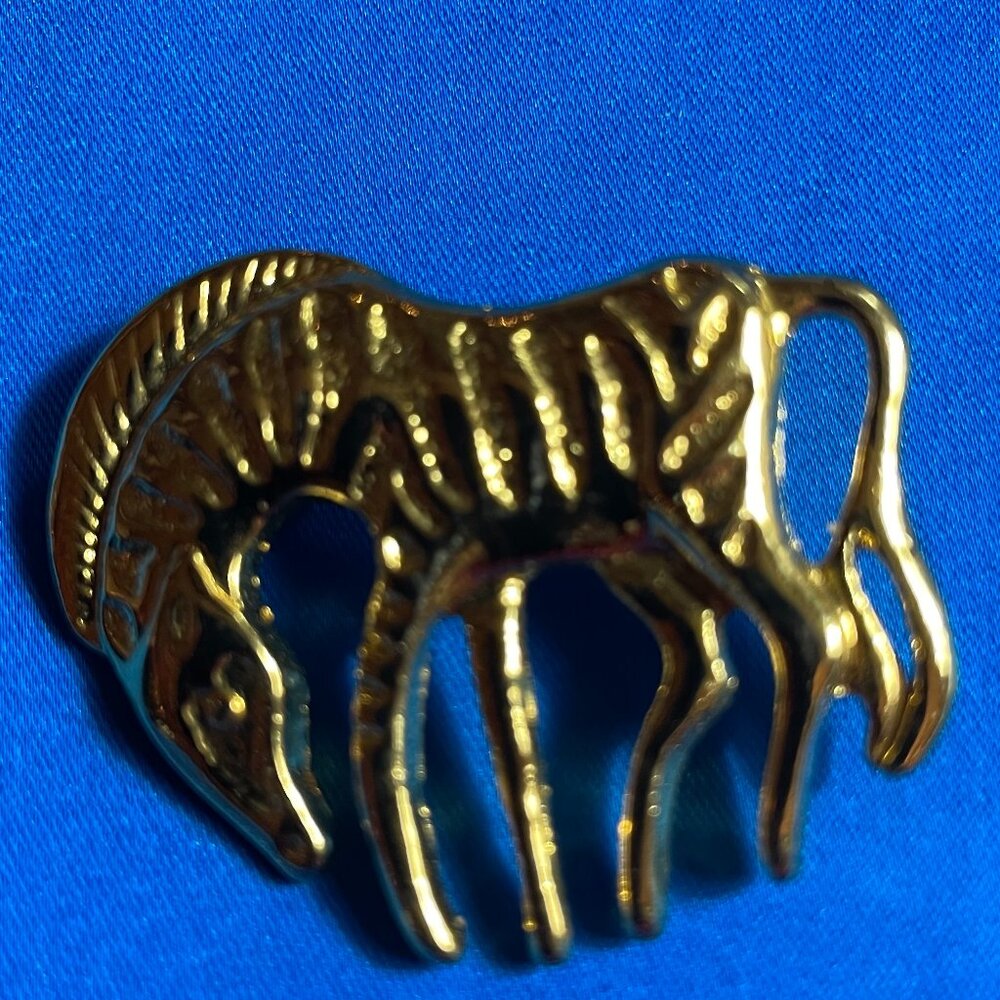 Vintage Gold-Tone Zebra Brooch